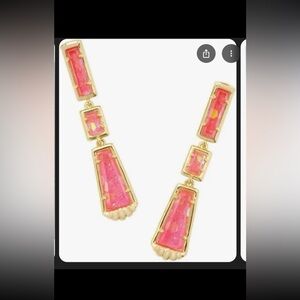 Kendra Scott Serena Linear Coral/Peach 14K-Gold-Plated Dangle Stud Earrings NWT